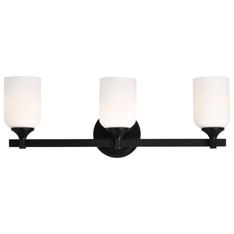 Meuble-lavabo Solara, Noir mat, 23 po de largeur, Trois lumières