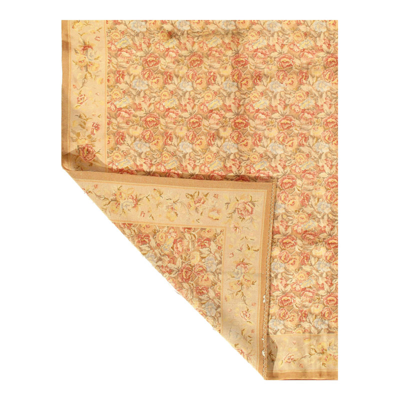 Savonnerie Wool Oriental Area Rug in Beige/Brown