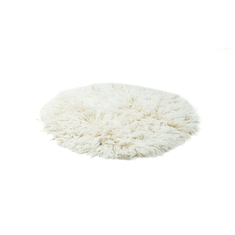 Handgefertigter Flachgewebe-Teppich Barnegat aus Wolle in Natur, Round 70cm