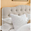 Tête de lit capitonnée tapissée à oreilles, tête de lit en bois massif avec pieds en bois, tête de lit à hauteur réglable de 34 po à 43 po, tête de lit en tissu au design moderne, beige-1103375583-1103375576