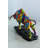 Nifao Resin Bull Statue- Multicolor Swirl Indoor/Outdoor Charging Bull Sculpture,Abstract Yellow,Blue,Red &Violet Design with Gold Horns on Glossy Black Base for Homes, Offices 14" x 4" x 9"H-14679757