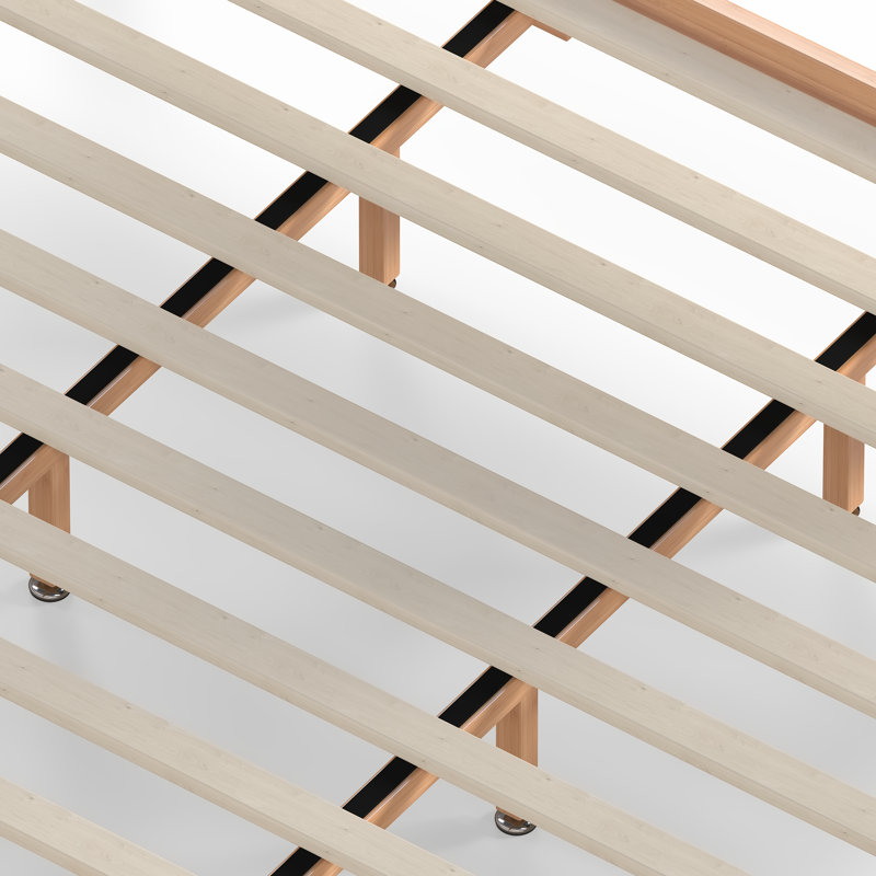 Lit plateforme en bambou massif avec tête de lit BambooWeave, Très grand lit, Brun