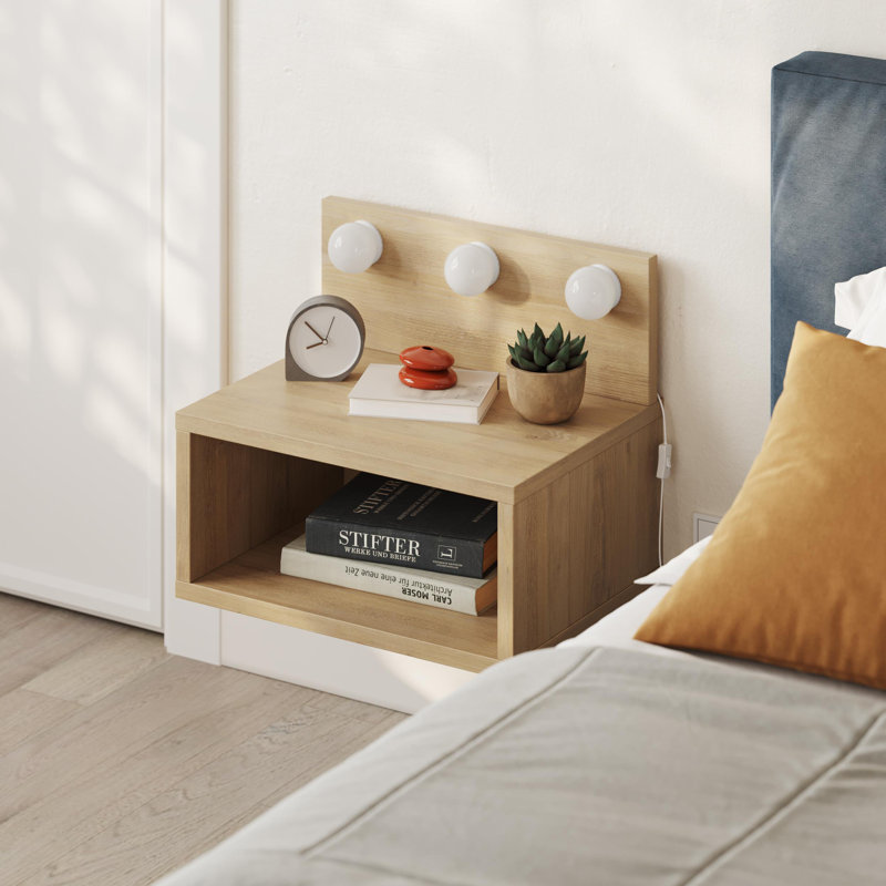40cm W Manufactured Wood Bedside Table, White