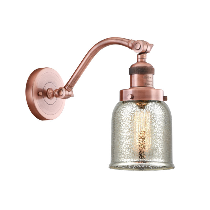 Norberto Armed Sconce, Silver Plated Mercury, 6 Watt Vinage LED Bulb, Antique Copper