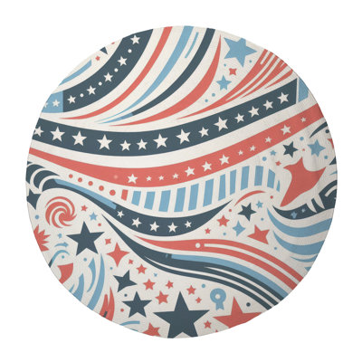 Red & Blue Stars Braided Rug