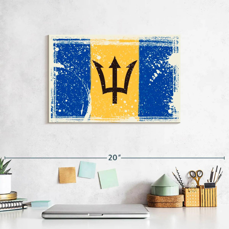 Borges Splattered Barbados Flag, 8" H x 12" W