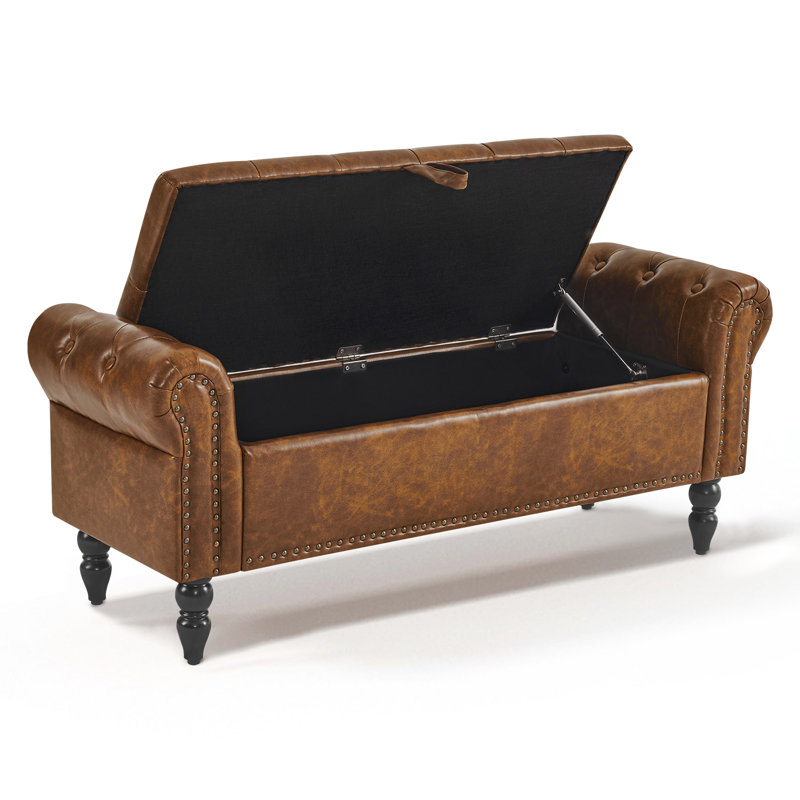 Desautel Upholstered Storage Bench, Brown
