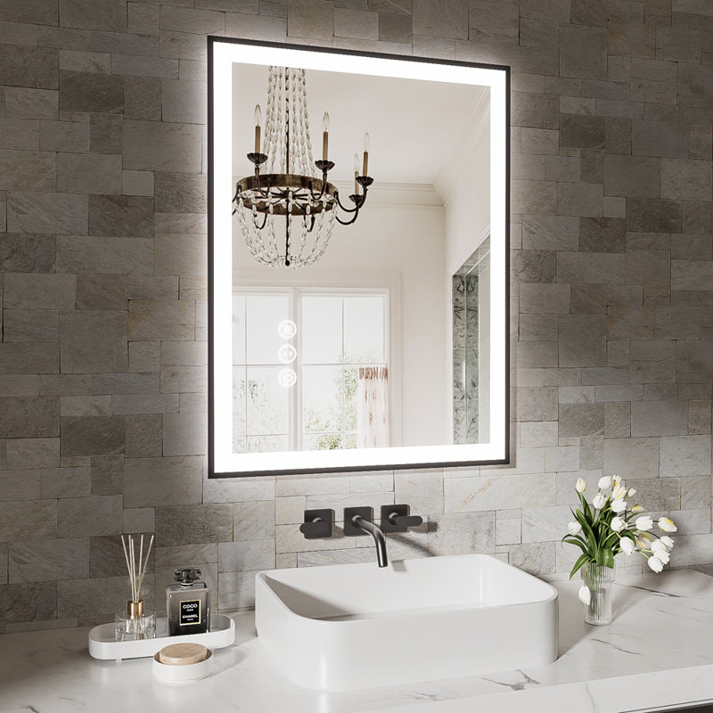Miroir de salle de bain sans cadre à DEL, miroir intelligent, 40 po x 60 po, Horizontale, Rectangulaire