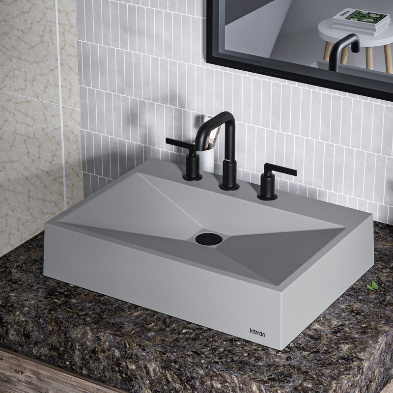 Karran Envy 25 In. Quartz Rectangular Vessel Sink, Gray