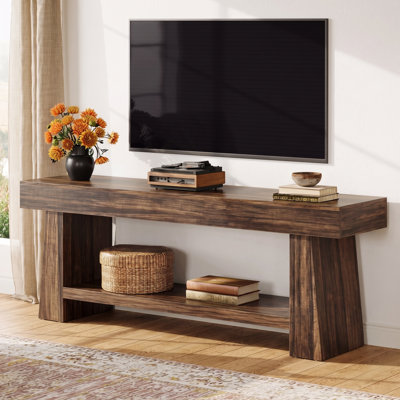 63" Tv Stand For Tvs Up To 75" With 2 Storage Shelves, Farmhouse Tv Media Console & Entertainment Center For Living Room And Bedroom