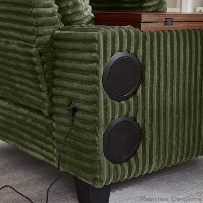 Fluffy Corduroy Storage Armrest Sofa,Single Versatile Seat with Ottoman,Cup Holder,Bluetooth Speaker,USB Ports,180°Rotating Table Board,For Living Room,Bedroom and Apartment
