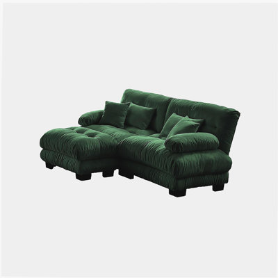 Canapé modulaire Cloud Couch pour le salon, canapé 2 places en chenille avec 2 coussins lombaires et 2 coussins décoratifs, canapé rembourré à accoudoirs larges avec repose-pieds convertible