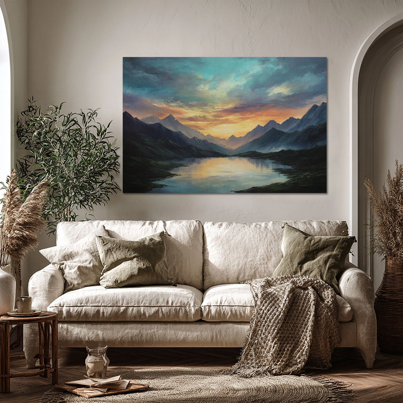 Art mural sur toile Mountain Lake Sunset, L 36 po x H 24 po