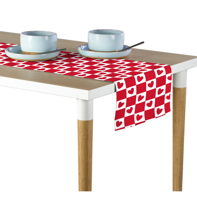Enger Checkmate Hearts Table Runner, 108" L x 14" W