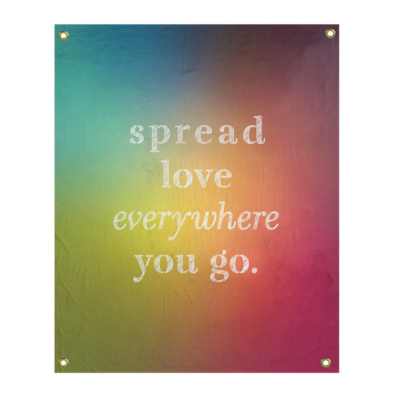 Tapisserie de polyester à l’quoted love quot, H 59 pi x l 50 po, Arc-en-ciel