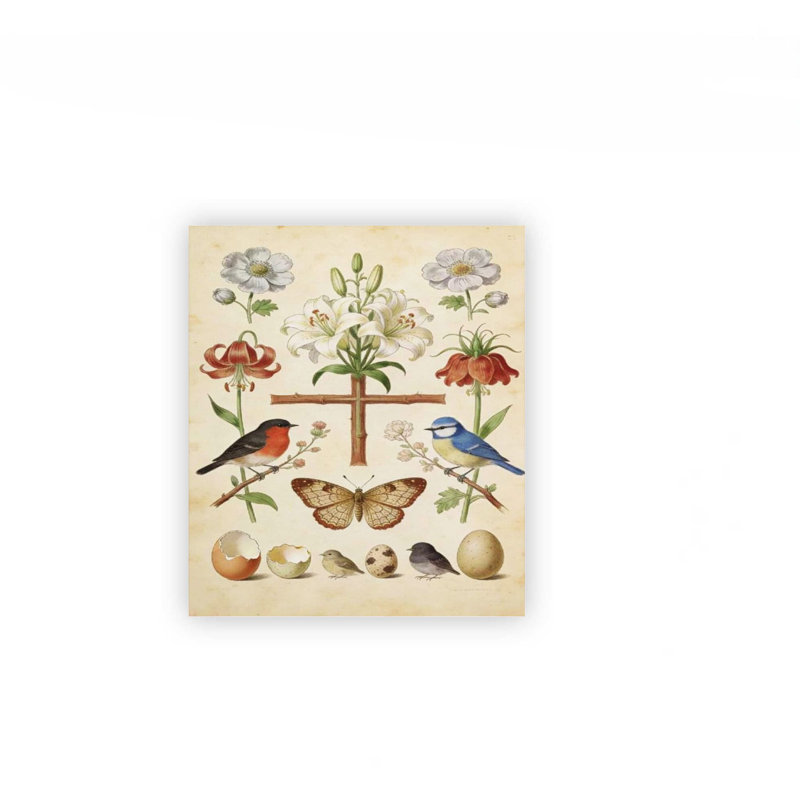 Grande croix de lis de Pâques verte, toile de ferme religieuse, 24 x 20