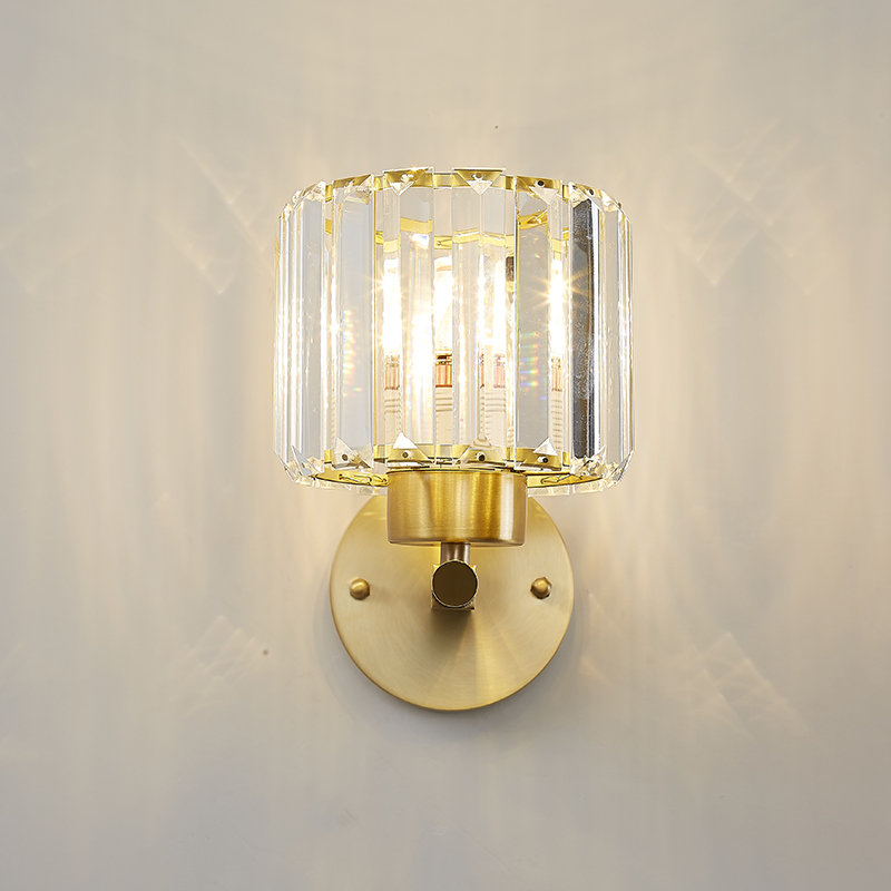 Mid-Century 1-Light Clear Crystal Glass Wall Sconce