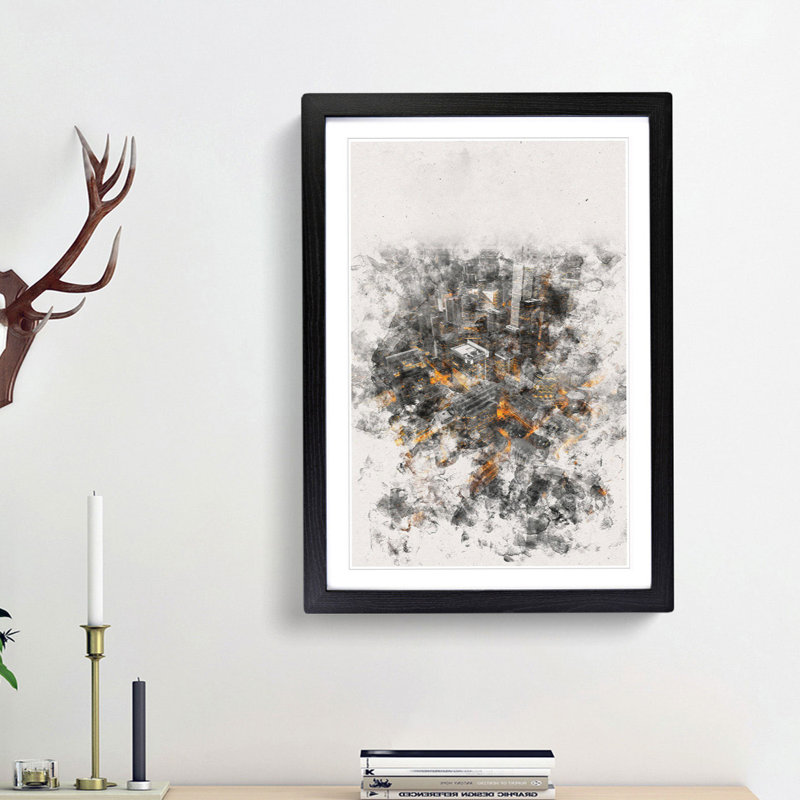 Toronto Canada Skyline - Picture Frame Graphic Art, 87cm H x 62cm W x 2cm D, Black Framed