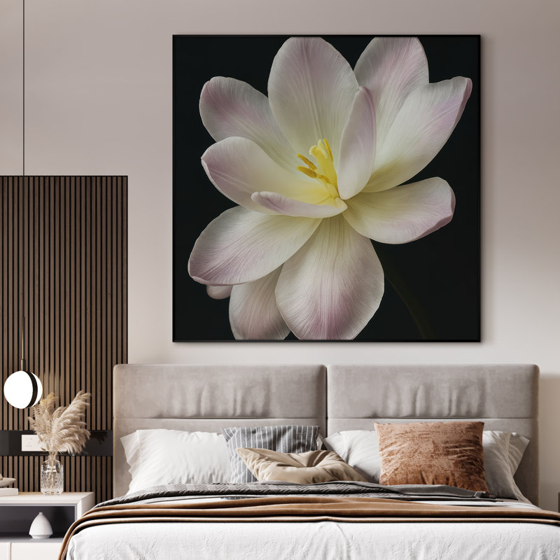 Très grande reproduction d'art sur toile - Fleur, art floral moderne, décoration pour le salon ou la chambre à coucher - «Assemblage requis du cadre (cadre non fini)»