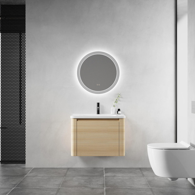 Meuble-lavabo mural avec lavabo en céramique blanche, 28"