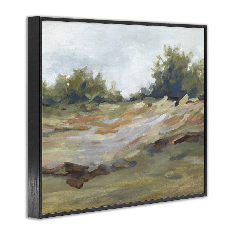 Giclée de paysage d'automne brossé, dessin par Carol Robinson, H 11 po x l 14 po, Giclée encadrée noir minuit