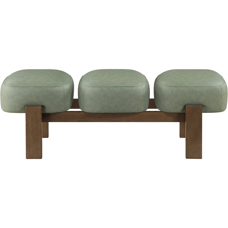 Banc rembourré en cuir Woodcrest, Brun noyer, Cuir végétalien vert