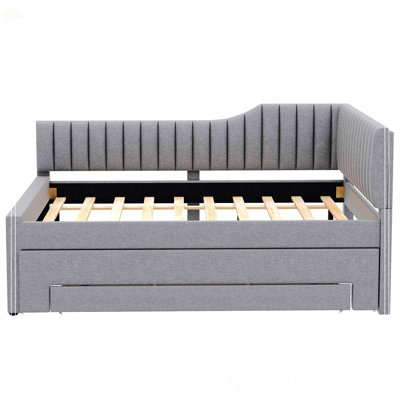Full Size Upholstered Daybed With Trundle And Three Drawers