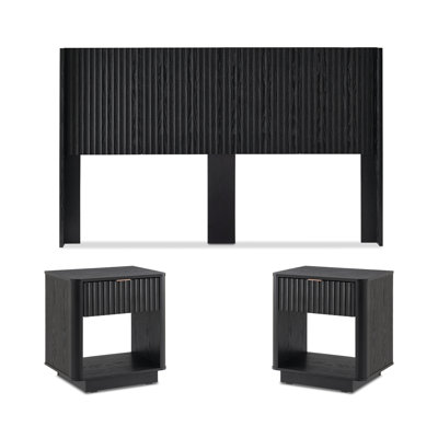 Brooklyn Headboard And Nightstands Set King, Black