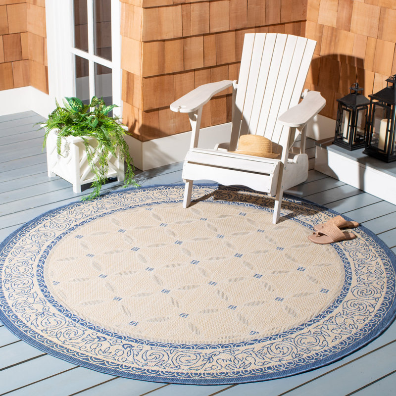 Galena Performance Oriental Indoor/Outdoor Area Rug, Round 6'7"