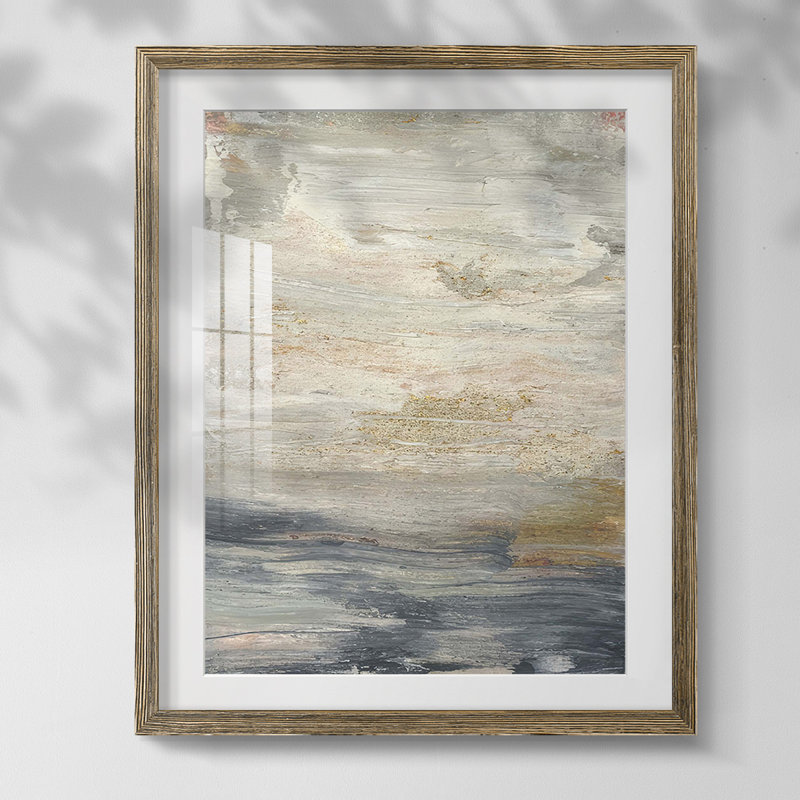 Serein I, reproduction d'art encadrée, Blanc, Papier avec cadre noyer