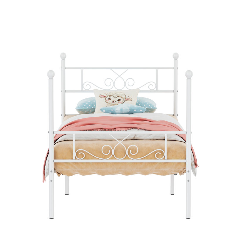 Alex-Jay Metal Canopy Bed, White, Twin