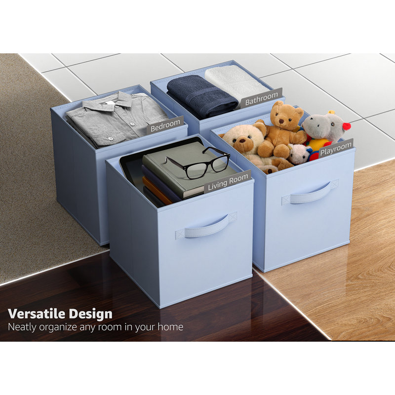 13" Large Foldable Storage Cubes with Handles 1 Piece, Pastel Blue