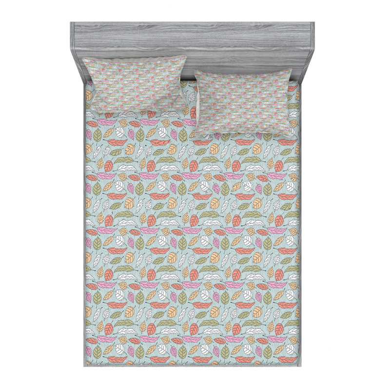 Microfiber Floral Sheet Set, Queen Sheet Set + Fitted Sheet + 2 Pillowcases