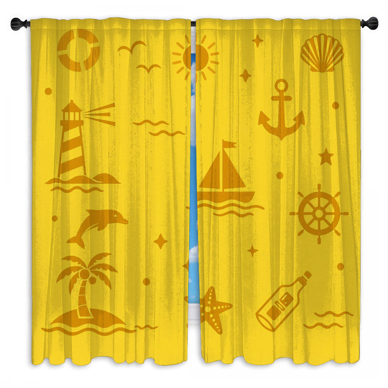Rideaux de fenêtre Nautical Beach, 80in x 52in - 2 panels, Room Darkening