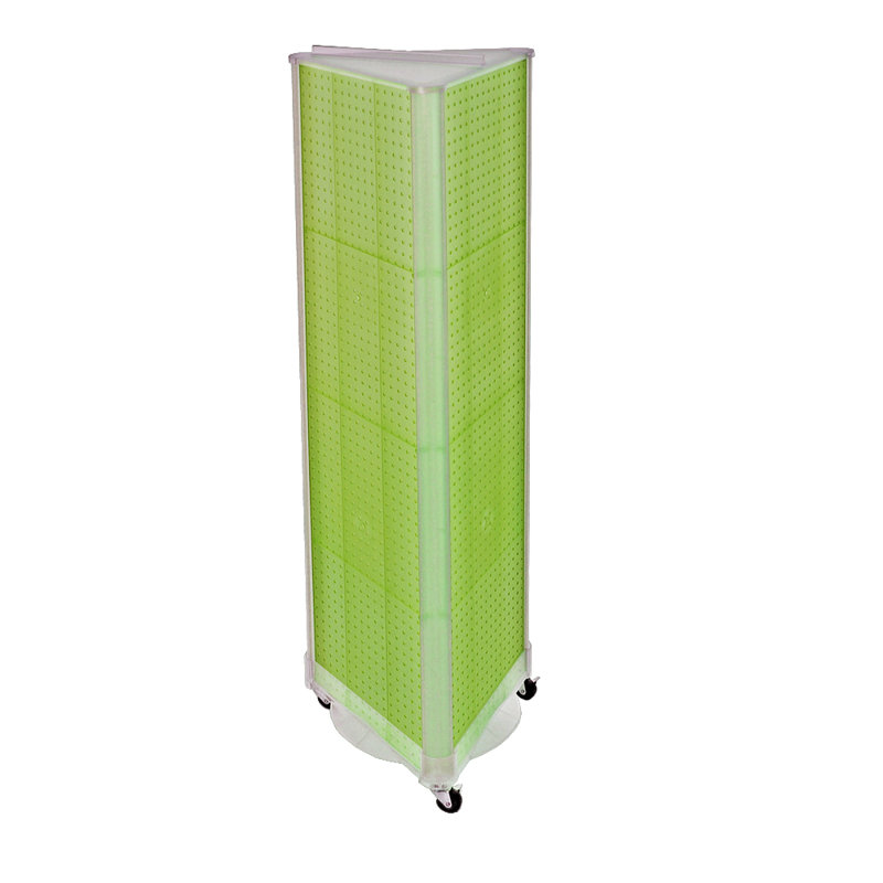 Three-Sided Pegboard Tower Floor Display on Wheeled Base. Panel Size: 16"W x 60"H