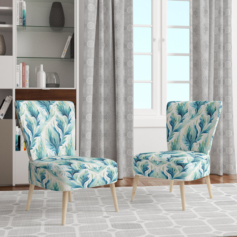 Chaise d'appoint rembourrée bleue et blanche Ikat Breeze - Boho