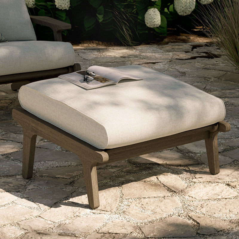 Repose-pieds d'extérieur en teck Saratoga, Beige