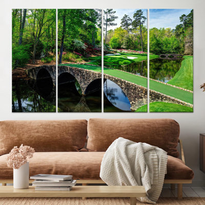 Printed Canvas: Green Glass Wall Art - Golf Course Landscape,4P Wrapped Canvas