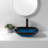 Bathroom Artistic Tempered Glass Vessel Bathroom Sink With Faucet And Pop-Up Drain, Blue(Includes Only The Bathroom Sink)