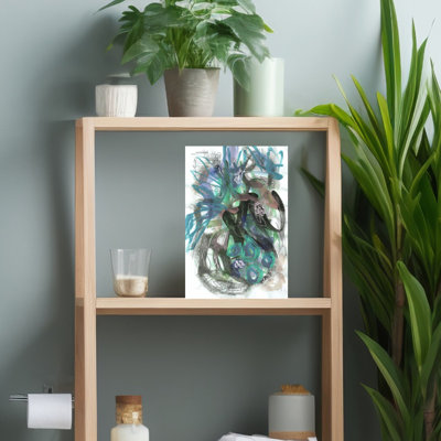 Art mural de paysage abstrait contemporain contemporain profond sarcelle profond