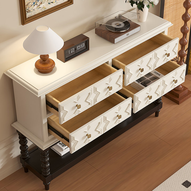 Console rétro de style français, H 38,2 po x l 59 po x P 15,7 po, Noir