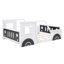 Lit plateforme double en forme de voiture classique avec roulettes, blanc-120073151