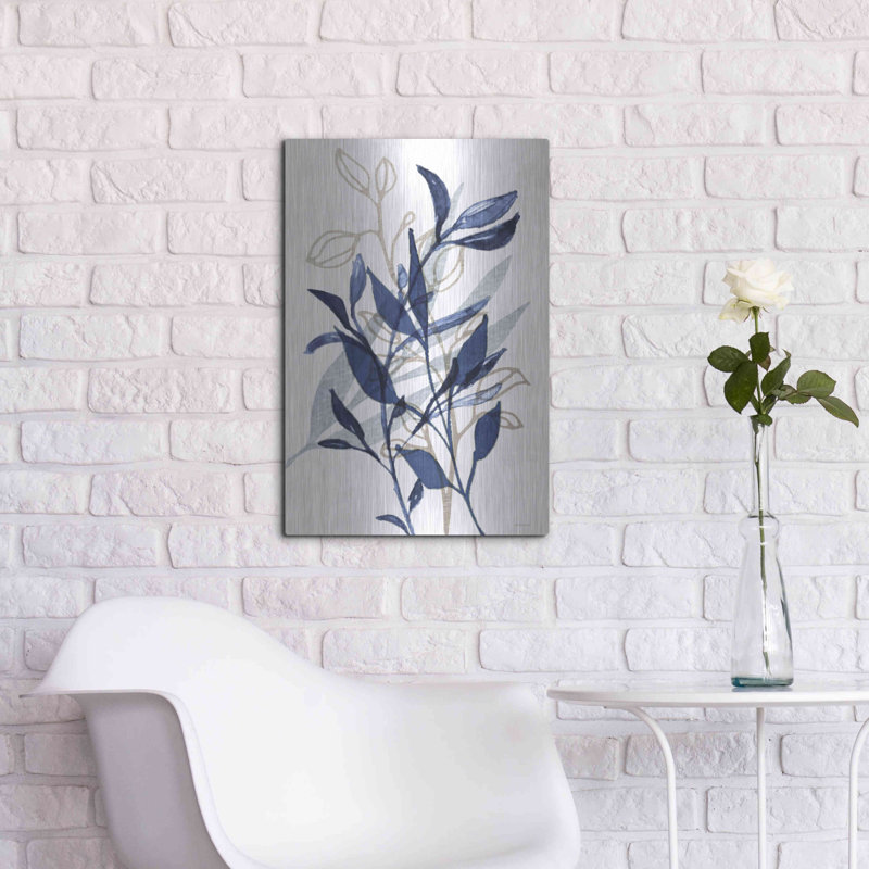 Red Barrel Studio® «Botanical Blues I» par Bluebird Barn, art mural en métal, MTL-14162, H 24 po x l 16 po
