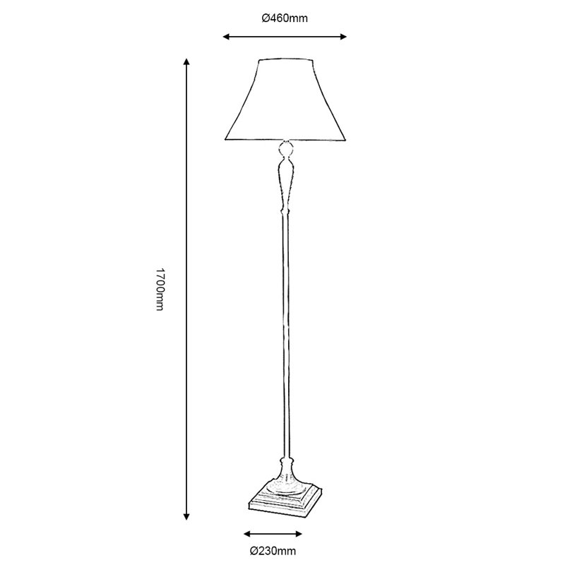 Lastur 170cm Soft Grey Traditional Floor Lamp