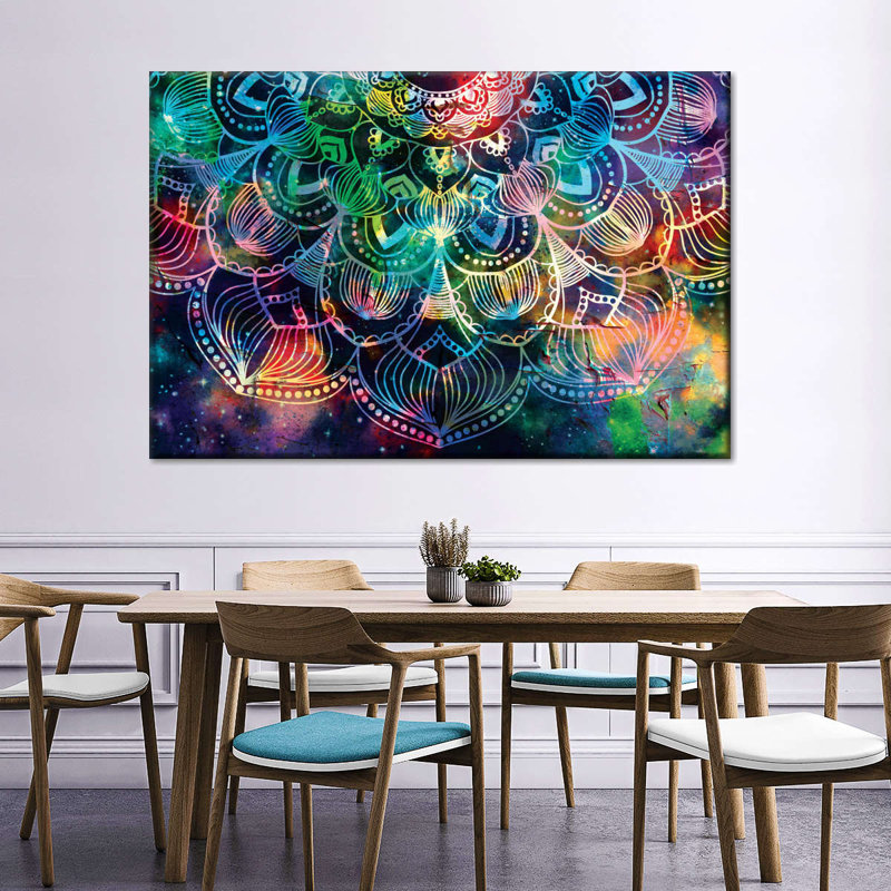 Mandala céleste, reproduction sur toile, H 20 po x l 30 po x P 1,25 po