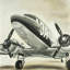 Avion rétro - reproduction encadrée mate pour décor de caverne d'homme-121670333
