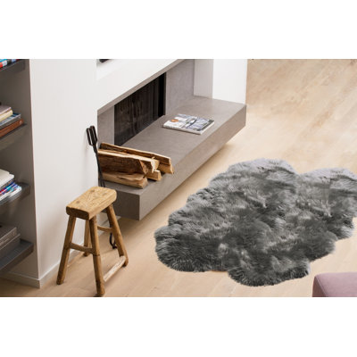 Chatterton Handmade Sheepskin Gray Area Rug