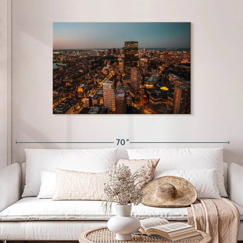 Ravi Busy Boston Skyline, H 30 po x l 45 po