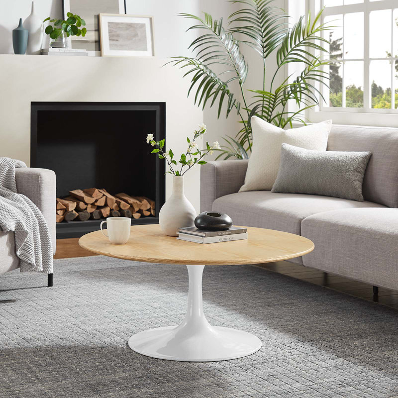 Lippa 36" Round Coffee Table, White, Black