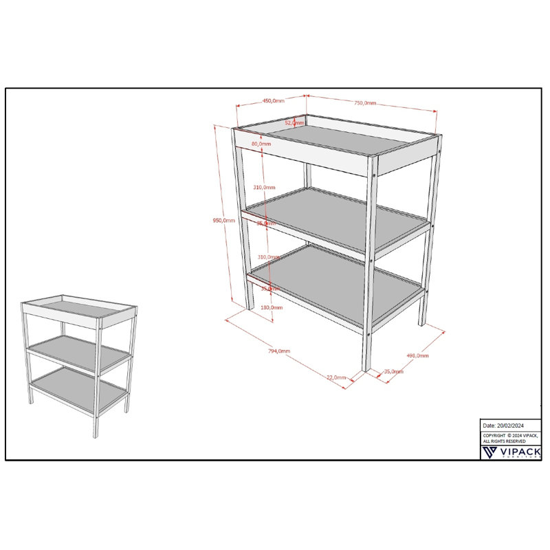 Milano 3 Piece Baby Room Furniture Set, White